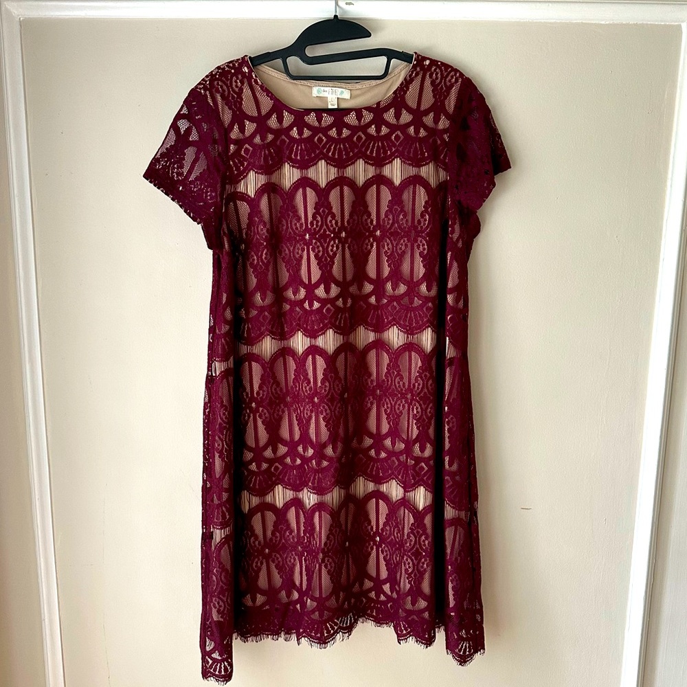 Love Fire Burgundy Lace Dress - size large
